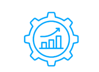 abstract gear with a bar graph in the center signifying positive results